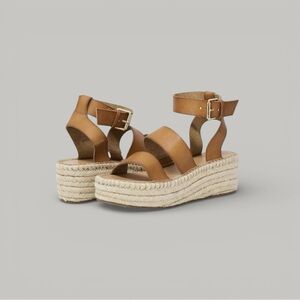 The Drop Cognac Listilla Espadrille Wedge Sandals